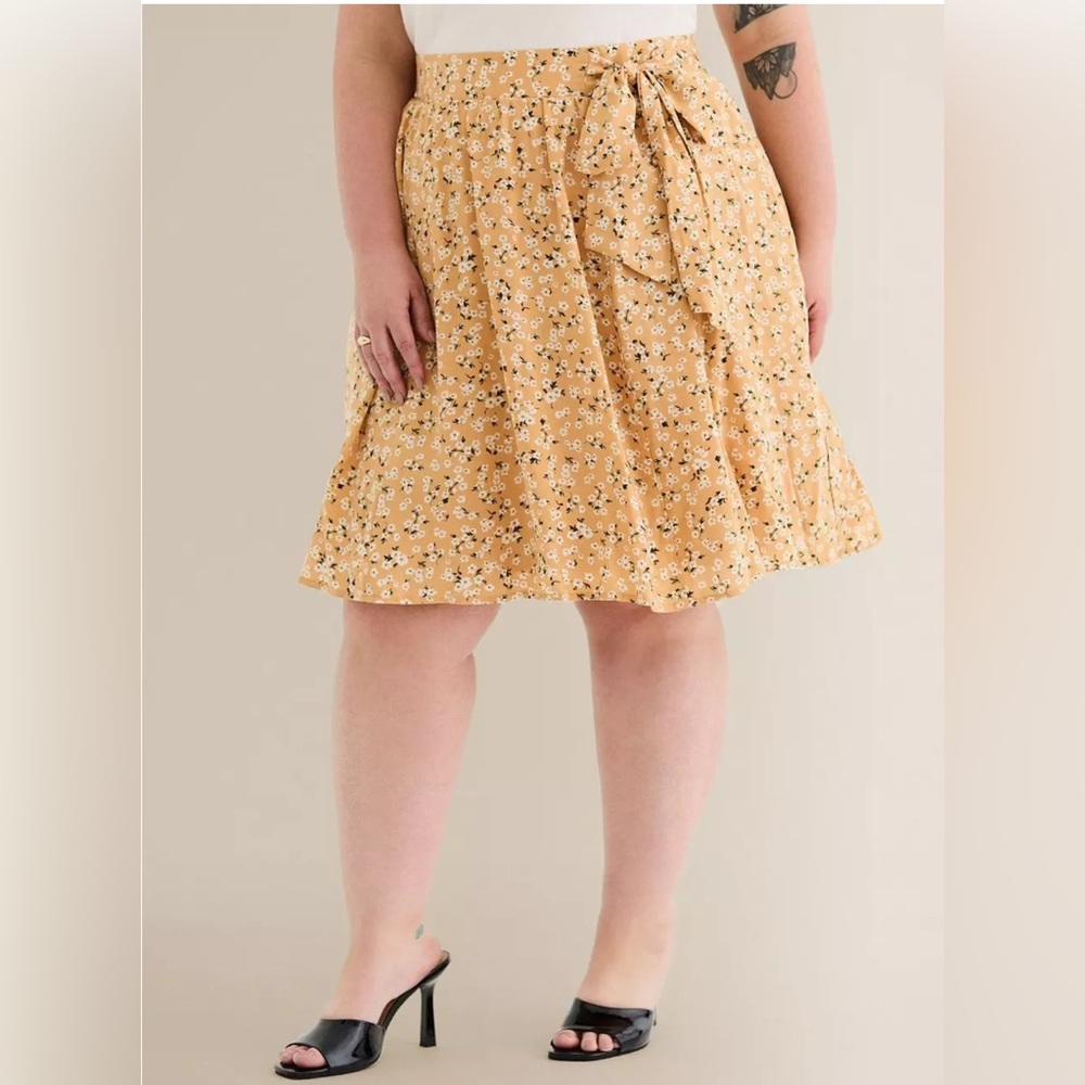 Torrid Yellow Floral Skater Skirt